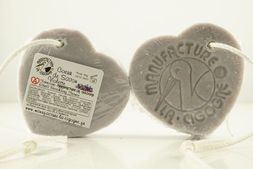 Coeur de savon Violette - Savon 50g avec corde au karité bio